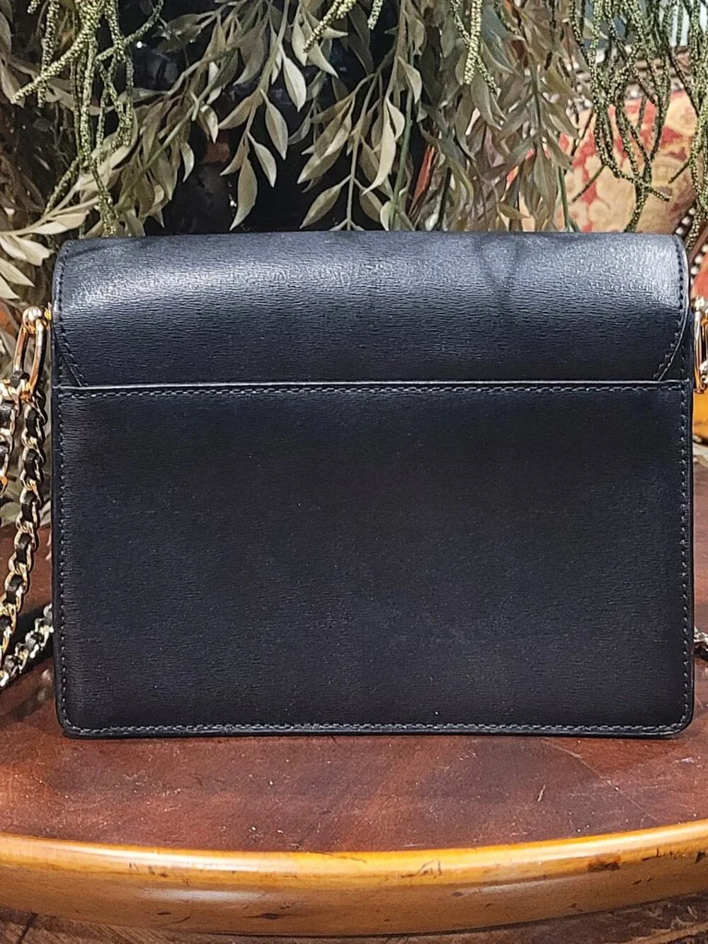 Tory Burch Black Robinson Mini Convertible Shoulder Purse Leather Gold Chain